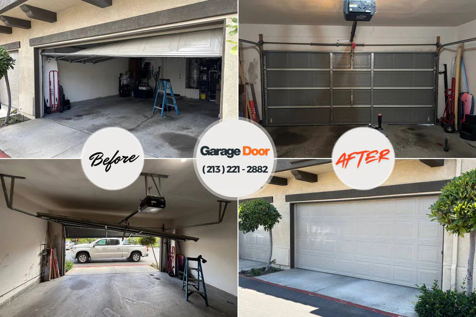 Before and after: garage door repair Yorkville, NY